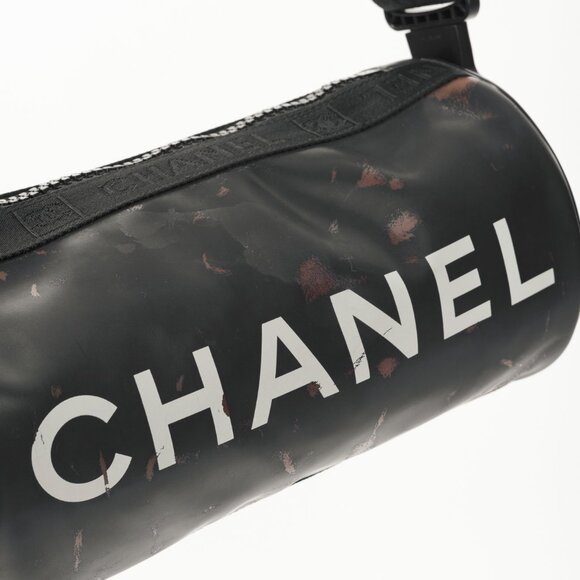 Chanel Sports Line Black Rubber Logo-Print Mini Duffle - Picture 8 of 13